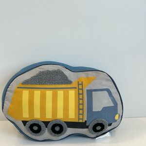 Kids Construction Truck Pillow - Blue and Yellow